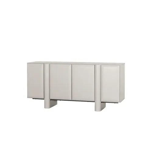 BF 0019 - Light Grey Timber Sideboard with a Melamine Finish & Front Leg Vertical Pillars - Standard
