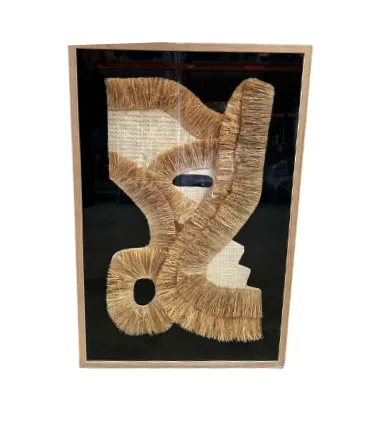 AW 0261 - Artwork - Large - Tribal Wicker Feature Encased Timber Framed Artwork