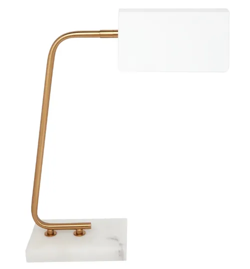 LP 3927 - Desk Lamp - Gold with White Marble Base 
