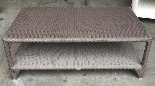 OD CT 7853 - Outdoor - Coffee Table - Chocolate Wicker Rectangle with Shelf