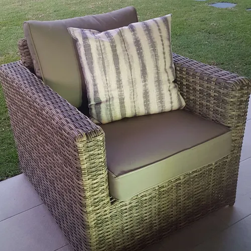 OD SF 2055 - Outdoor - Occasional Chair - Sirius Light Brown Wicker with Brown Seat Cushion