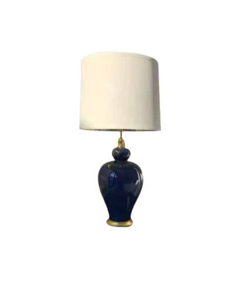 LP 5013 - Table Lamp - Dark Gloss Blue Porcelain with White Shade