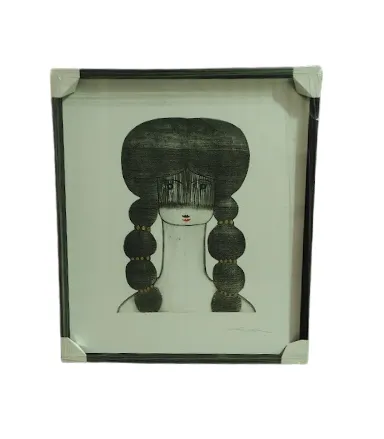 AW 0349A - Artwork - Large - Quirky Vailed Woman Print in Black Frame