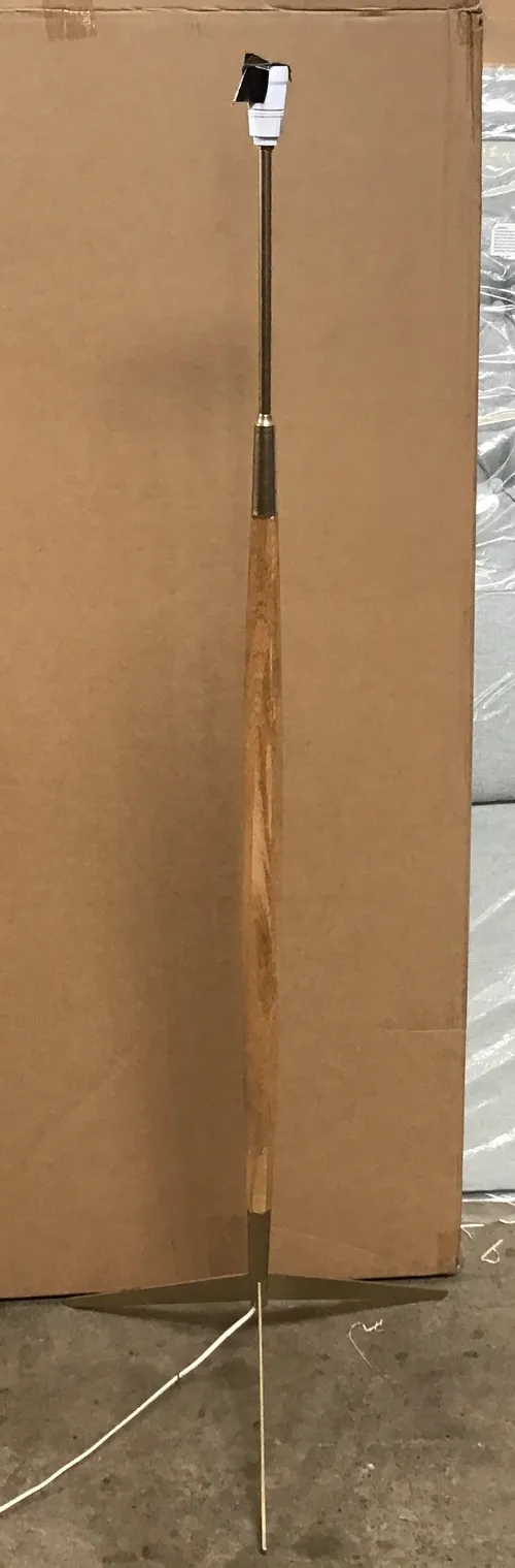 FL 7751 - Floor Lamp - Blonde Timber with Gold Tripod Legs