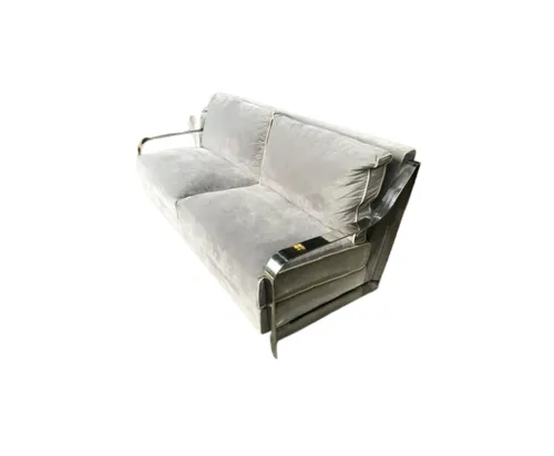 SF 9196 - Sofa - 3 Seater - Grey Velvet with Stainless Steel Frame