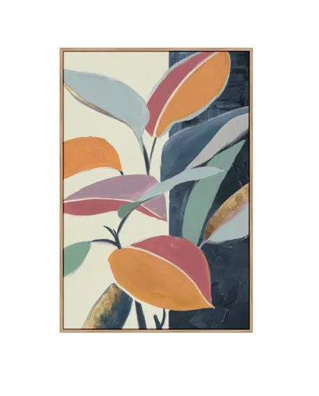 AW 0491A - Artwork - Medium - Colourful Orange Leaves in Natural Frame