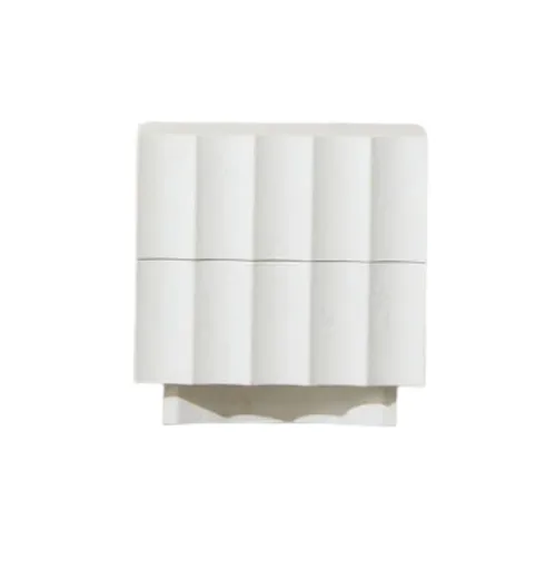 2 Drawer Luxe White Cement Textured Bedside Table with Wavy Edging - BST 0027