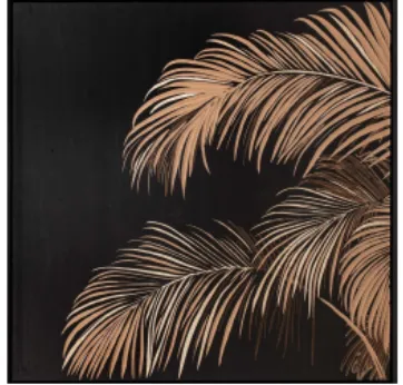 AW 0059B - Artwork - Large - Golden Palms B Wood Art w/ Black Frame