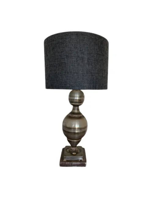 LP 3200 - Table Lamp - Silver/Brown Waisted Candle Stick Base with Black Shade