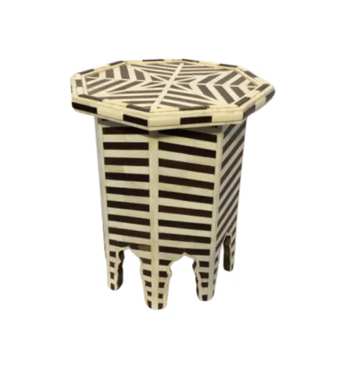 ST 0078 - Side Table - Moroccan Bone Inlay Octagonal Design