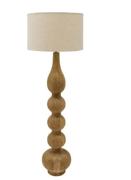 FL 0011 - Floor Lamp - Effie Wooden Lamp in Weathered Brown