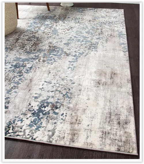 RG 3094 - Rug - Large - Blue, Grey & Beige Multi Toned Marbled Pattern 
