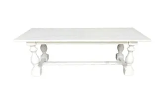 DT 3613 - Dining Table - Large White Panelled Timber Top with Colonial Style Trestle Base