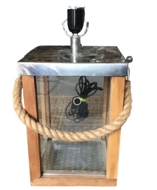 LP 7183 - Table Lamp - Timber and Aluminium Lantern Style