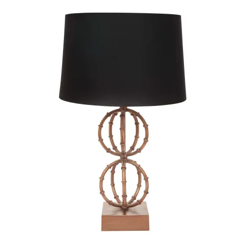 LP 0125 - Table Lamp - Gold Finished Bamboo Stacked Spheres with Black Shade