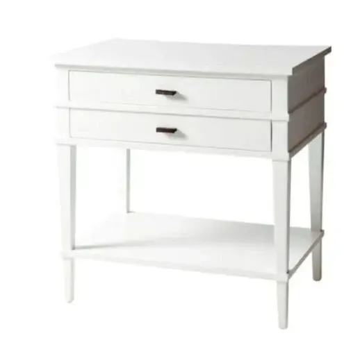 White Ornate 2 Drawer with Shelf Bedside Table - BST 8058