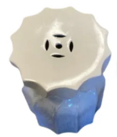 ST 0103 - Side Table - Off White Ceramic Swirl Feature with Blue Tones 