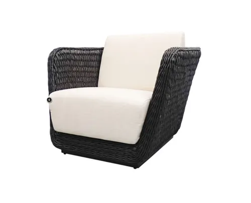 OD OC 0003 - Outdoor - Occasional Chair - Black Wicker White Cushion