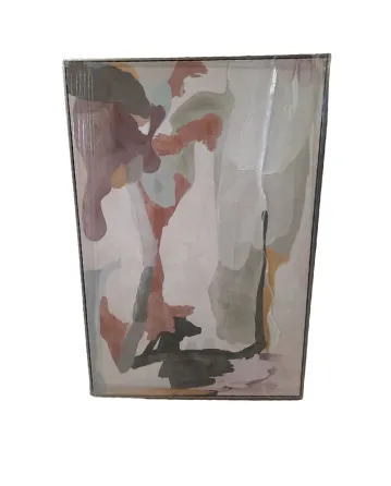 AW 0266 - Artwork - Medium - Abstract Pale Multi Colour Canvas in Gold Frame