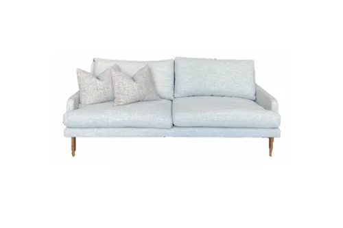 SF 6666 - Sofa - 3 Seater - Grey/Silver Fabric Upholstered with Walnut Legs