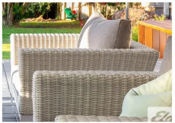 OD OC 0009 - Outdoor - Occasional Chair - White Wicker Weave Tub with Grey & White Flecked Cushions