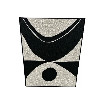 AW 0283 - Artwork - Medium - Black & White Sand Textured Patten Canvas in Black Frame