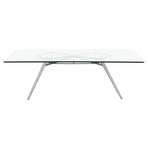 DT 6040 - Dining Table - Glass Top with Concrete & Black Metal Frame 