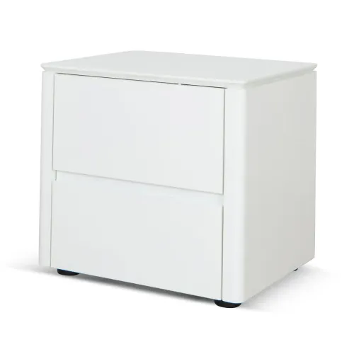 BST 0039 - Bedside Table - 2 Drawer - White Oak Veneer with Shaped Edges