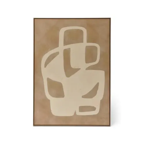 AW 0301 - Artwork - Large - Pari White & Tan Abstract Canvas 