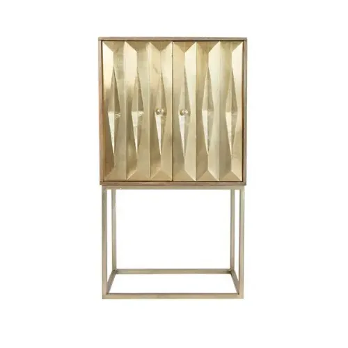 BF 3259 - Cabinet - Gold Metallic Door in Timber Frame with Gold Legs - Sirius 016