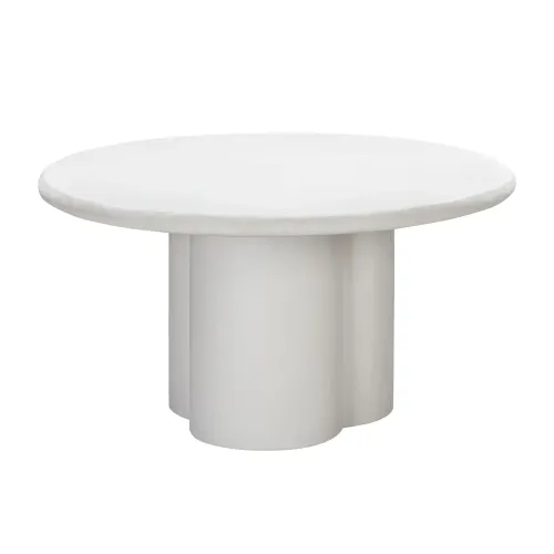 DT 0021 - Dining Table - Circular Chalky White Faux Plaster on Bubble Pedestal Base