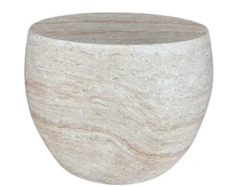 ST 0111 - Round Beige Travertine Look Side Table