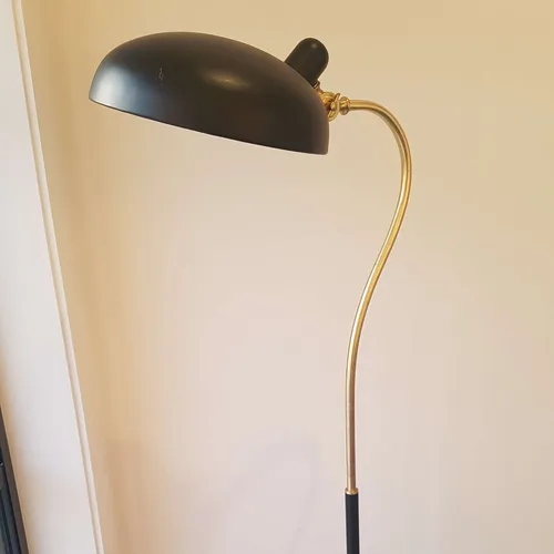FL 3309 - Floor Lamp - Black & Gold with Dome Shade