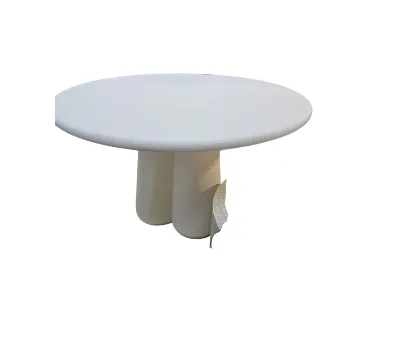 OD DT 0011 - Chalky White Circular Outdoor Table on Sculptured Pedestal Base