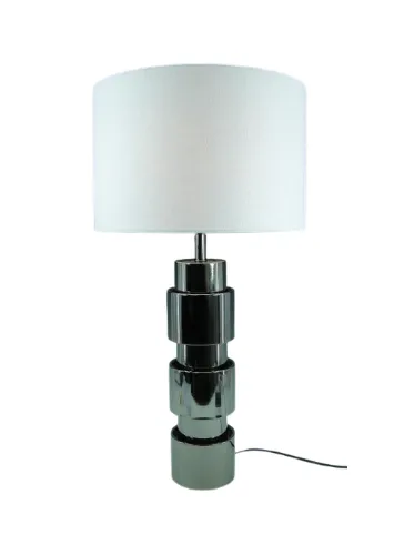 LP 0154 - Table Lamp - Metallic Sheen Stacked Cylindric with White Drum Shade