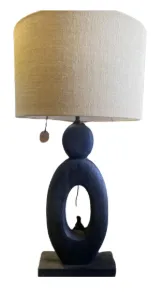 LP 0085 - Table Lamp - Sculptural Black with Natural Linen Shade