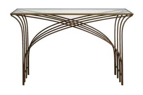 CN 0003 - Console - Bronze Arch Leg Design with Inset Glass Top