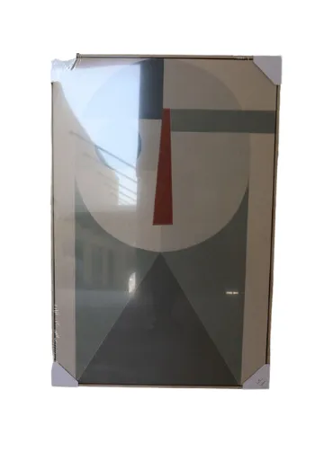 AW 0242 - Artwork - Medium - Abstract Geometric Face Grey & Green Tones Canvas