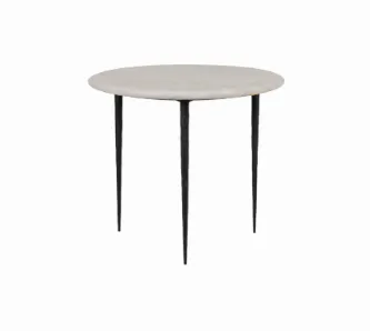 ST 0061 - Side Table - White Marble Top with Black Metal Legs