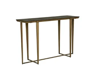 CN 0018 - Black Timber Grain Top Console with Antique Brass Framework