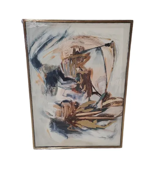 AW 0434 - Artwork - Large - Abstract Multi-Colour Brush Strokes with Metallic Highlights