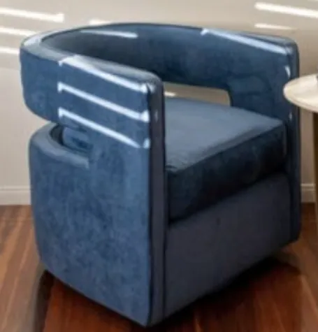 OC 6302 - Teal Velvet Swivel Base Tub Occasional Chair with Cut-out