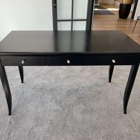 DSK 3262 - Desk - Black Timber Medium 3 Draw with Tapered Legs - Sirius 021