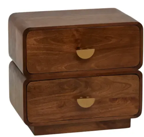 Cascata Natural Wood 2-Drawer Bedside Table - BST 0082
