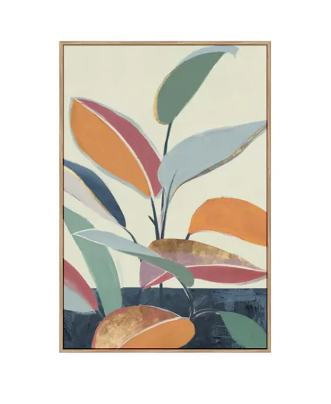 AW 0491B - Artwork - Medium - Colourful Orange Leaves in Natural Frame