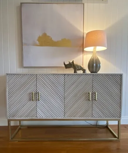 BF 1002 - Buffet - White Wash Timber with Brass Fittings 