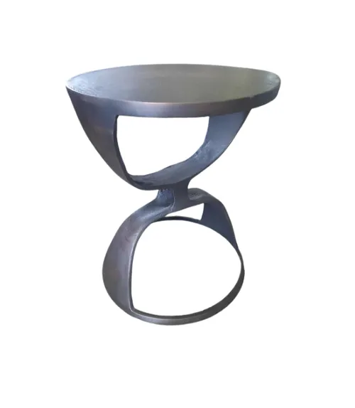 ST 0124 - Side Table - Circular Bronze Metal with Cut-outs