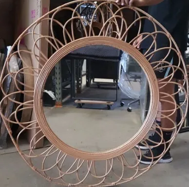 MIR 7175 - Mirror - Large - Round with Rattan Frame