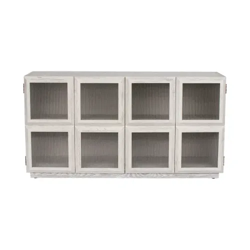 BF 0013 - Buffet - White Washed Oak in Rich Grain Finish with Inset Fluted Glass Panelled Doors