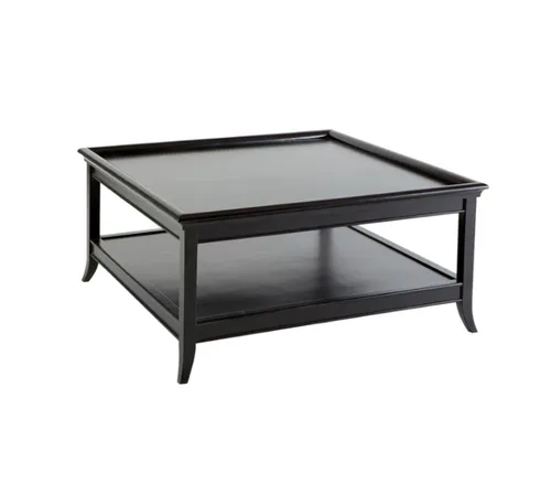 CT 68186 - Coffee Table - Two Tier Black Timber Square Tray Top